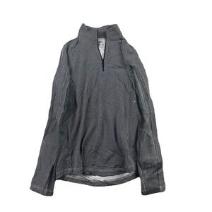 Ibkul 1/4 Zip Mini Check Long Sleeve Mock Neck Top UPF 50+ Womens Small NEW*